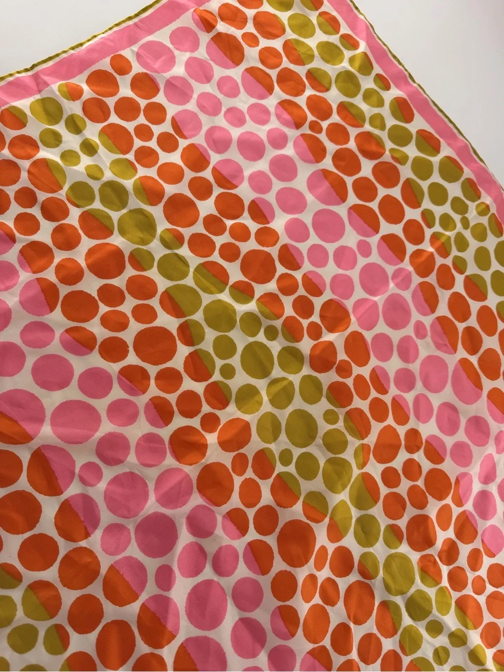 Scarves by Vera Silk Blend Pink Orange Gold Dot Scarf Square Women’s Vintage VTG